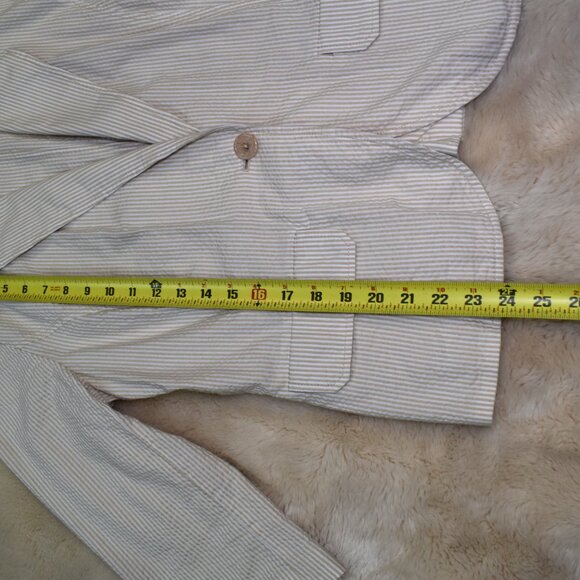 City UNLTD Beige White Pinstripe Cotton Blazer Size 14 Large - Picture 6 of 13